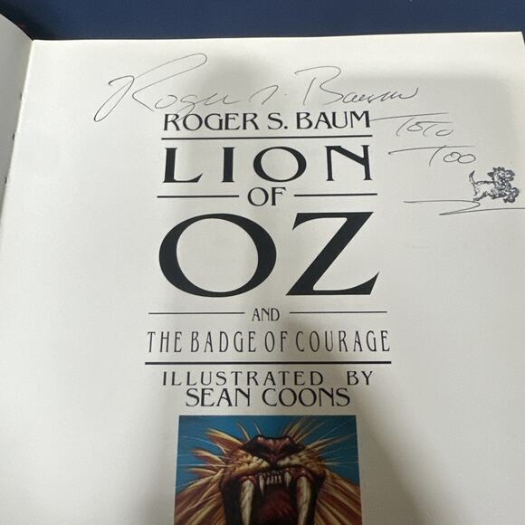 The Lion of Oz and the Badge of Courage by Roger S. Baum 1st Edition Signed - Picture 2 of 7